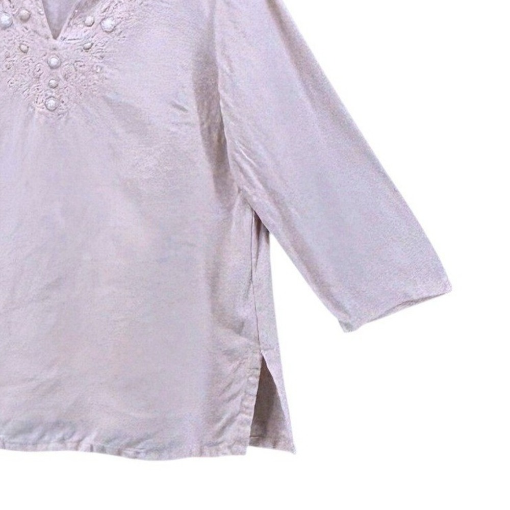 JM Collection Linen Tunic Cream 14 - Picture 5 of 13